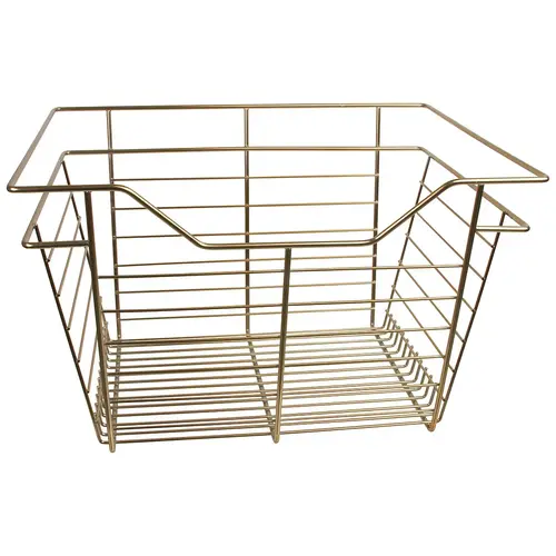 Wire Closet Basket, with Full Extension Slides 14" 17" 23" Gold polished, 14" x 23" x 17", with zinc-plated 14" slides Polished