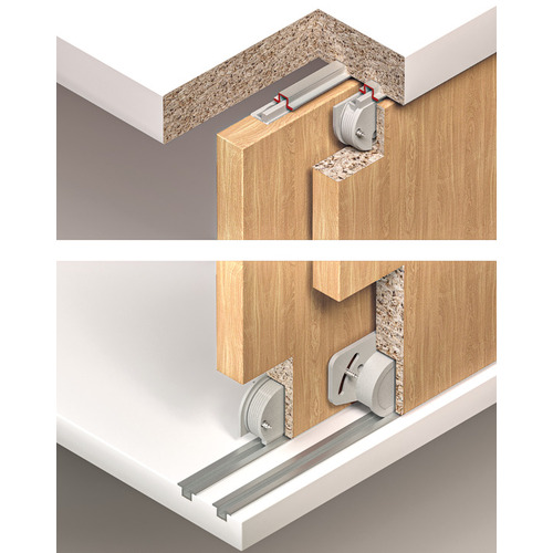 Sliding Door Hardware, Hafele Slido F-Line12 30B, set with lockable bolt For easy processing, for wooden sliding doors, Infront, for door weights up to 30 kg ed ed