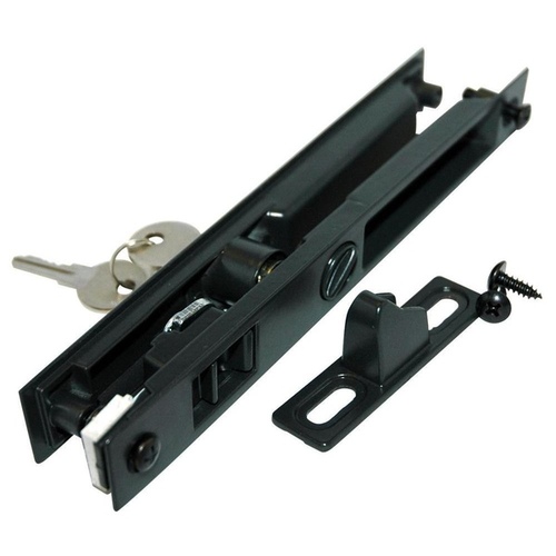 Sliding Glass Door Keyed Lock Set - Charcoal Black