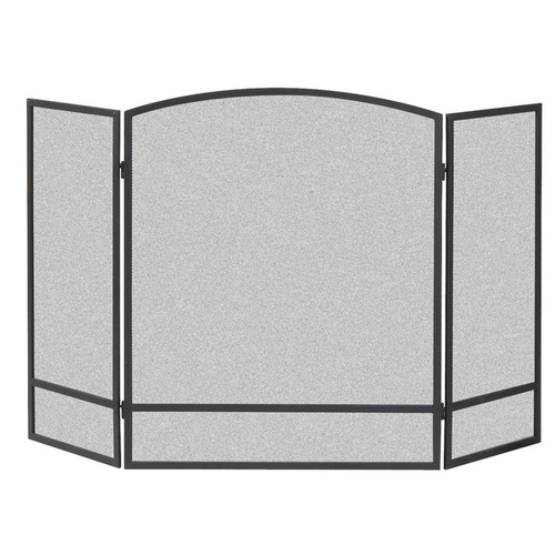 PANACEA 15951 3 Panel Arch Screen With Double Bar For Fireplace Matte