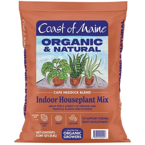 Coast of Maine IM4500 Bar Harbor Blend Organic Potting Soil, Dark Brown, 8 qt