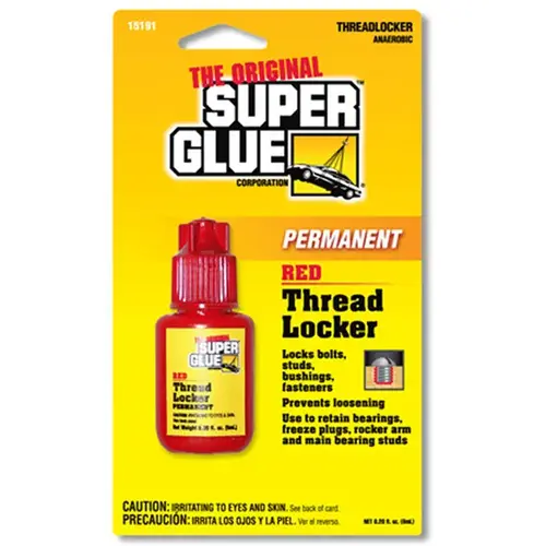 SUPER GLUE CORP/PACER TECH 11710107 Super Glue Permanent Thread Locker, Red, 0.20 Fl Oz, 6 mL