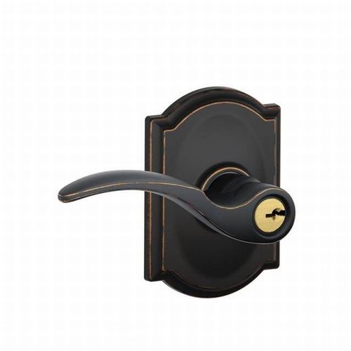 St Annes Lever with Camelot Rose Keyed Entry Lock C Keyway with 16211 Latch and 10063 Strike Aged Bronze Finish