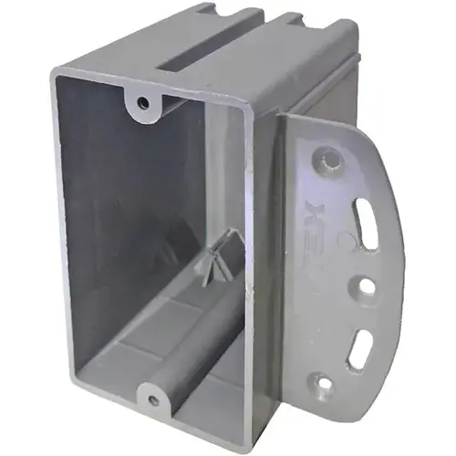 Cantex EZ08SB Outlet Box EZ Box Shallow Bracketed PVC Electrical Box 1 Gang 8.0 Cu In 2-3/8"X3-1/2"X1-1/4" 1 Gang Gray