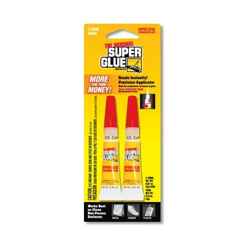 SUPER GLUE CORP/PACER TECH 11710351 Super Glue Original Formula, Clear, 2 Gram Tubes pair