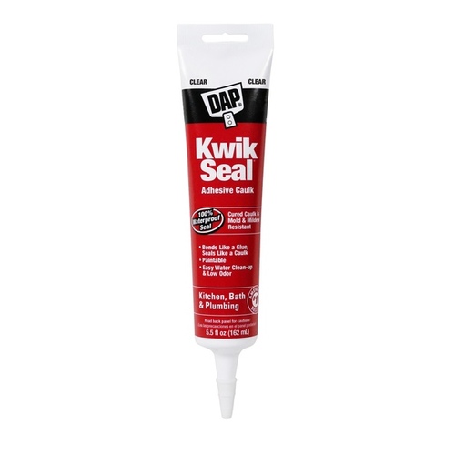 DAP 18008 Adhesive Caulk, Clear, 36 hr Curing, -20 to 180 deg F, 5.5 oz Tube