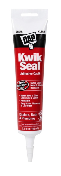 DAP 18008 Adhesive Caulk, Clear, 36 hr Curing, -20 to 180 deg F, 5.5 oz Tube