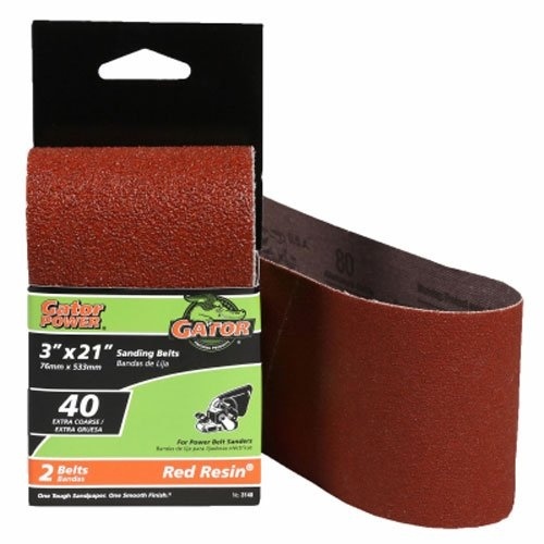 Sanding Belt, 3 in W, 21 in L, 40 Grit, Extra Coarse, Aluminum Oxide Abrasive Pair