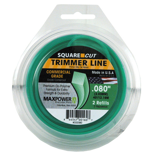 Trimmer Line Square One Commercial Grade 0.080" D X 40 ft. L Green