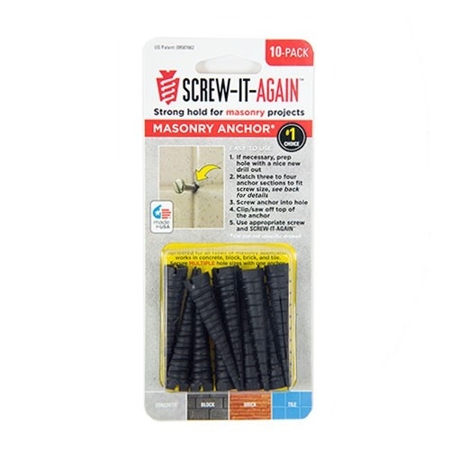 Screw-It-Again SIA-10PK-M Masonry Anchor 1/4" D X 2" L Polypropylene Hex Head