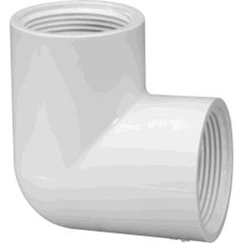 Pipe Elbow, 1/2 in, FPT, 90 deg Angle, PVC, White, SCH 40 Schedule