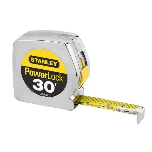 Tape Measure PowerLock 30ft x 1" Chrome ABS with Yellow Tape