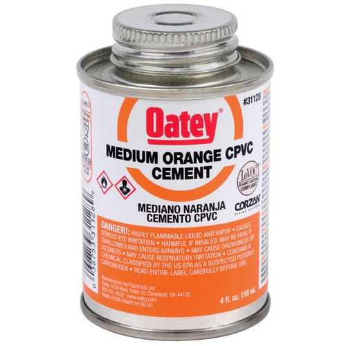 Solvent Cement, 4 oz Can, Liquid, Orange