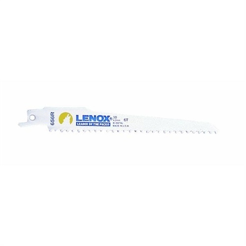 Reciprocating Saw Blade, 3/4 in W, 6 in L, 6 TPI, Bi-Metal Cutting Edge Bright