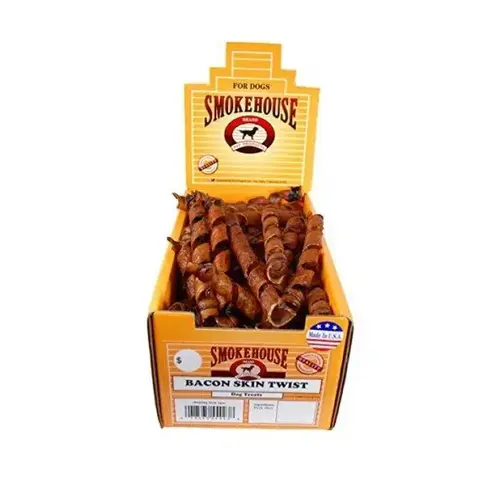 Smokehouse Pet Products 55423 Bacon Skin Twists Half Box