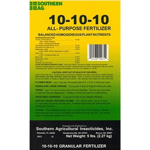 Southern Ag - Retail 14975 Southern Ag All-Purpose Fertilizer 10-10-10 - 5lb. bag