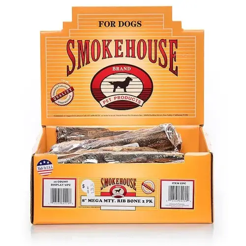 Smokehouse Pet Products 84229 8" Mega Mighty Ribs 10-Ct