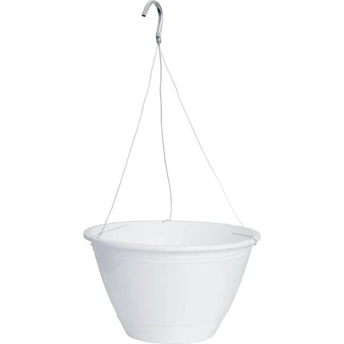 National Polymers 112000 PLANTING BASKET 8" WHITE 112000 PLASTIC W/ WIRE HANGER