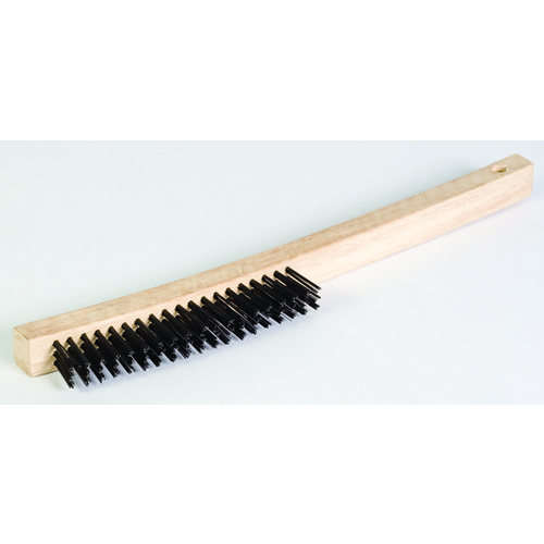 DQB 11392 Wire Scratch Brush Steel Wire Bristles 4x18 with 14" Curved Wood Handle