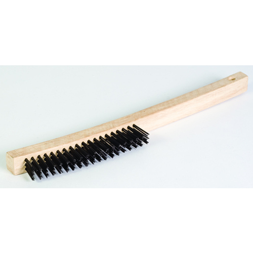 Wire Scratch Brush Steel Wire Bristles 3x19 with 14" Curved Wood Handle