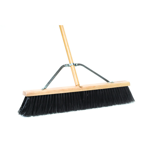 DQB 09991 Garage Sweep Poly Bristles 24" x 4" with 60" Wood Handle and Outrigger Brace