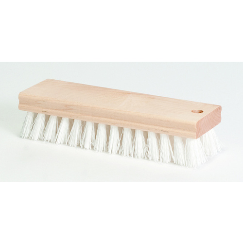 Scrub Brush Poly Bristles 7.25" x 1-1/8" Square with Wood Block Handle