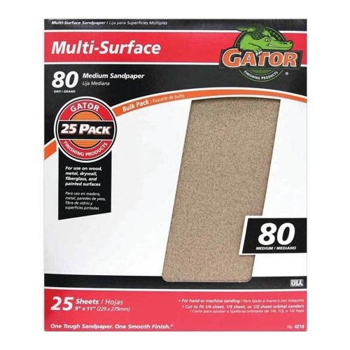 Gator Grip 3265 80-G Multi-Surface Sandpaper 9" x 11" pack of 25