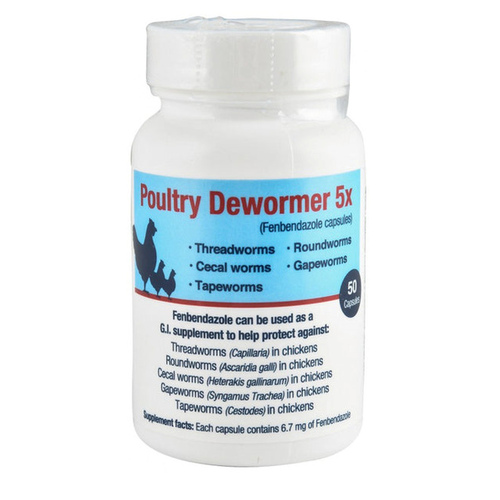 RNA Supplements 18239 Poultry Dewormer 5x (50 Capsules)