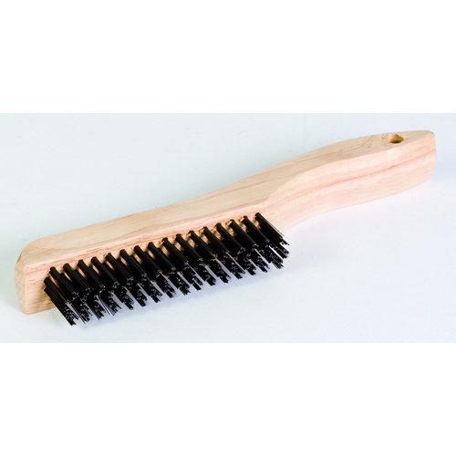 DQB 11395 Wire Scratch Brush Steel Wire Bristles 4x16 with 10" Wood Shoe Handle