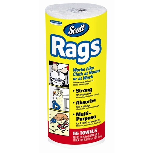 Shop Rags on a Roll - White 55/Sheets