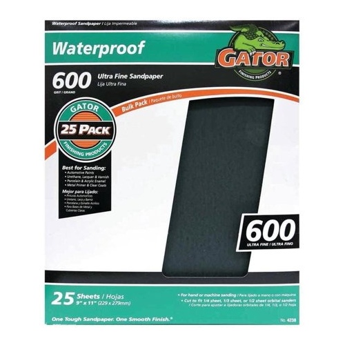 600-G Waterproof Sandpaper 9" x 11" pack of 25