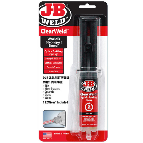 J-B Weld 50114 Clear Weld Quick Setting Epoxy 14-mL