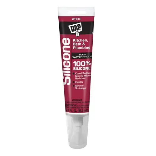 DAP GLOBAL INC 00750 DAP Kitchen and Bath 100% Silicone Sealant 2.8oz White