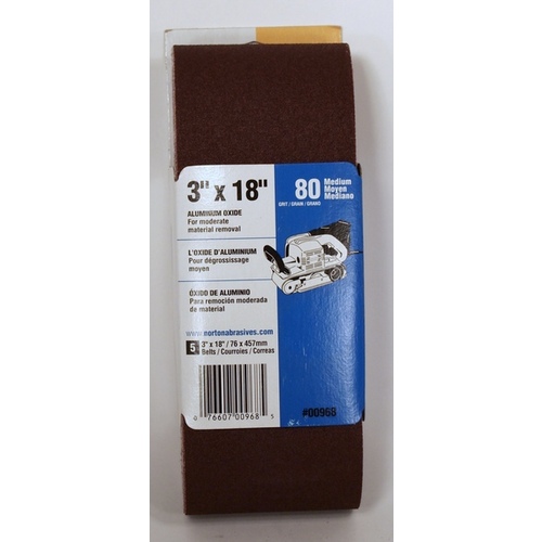 80G High Performance Sanding Belt - Course - 3 x 18 pack of 5