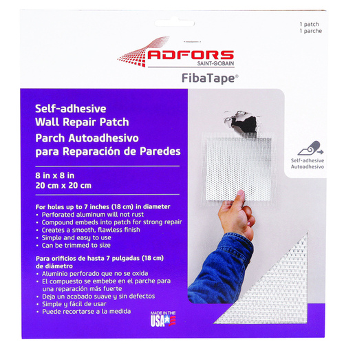 Self-Adhesive Perforated Aluminum Wall & Ceiling Repair Patch 8"x8"