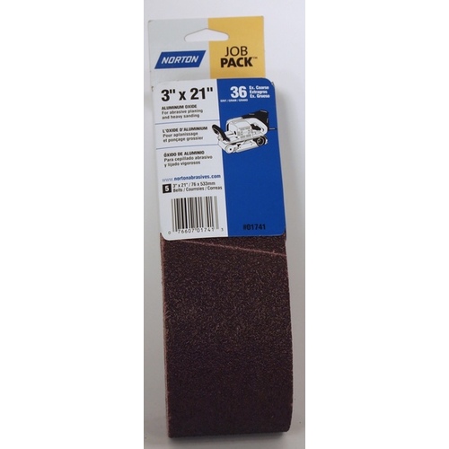 36G High Performance Sanding Belt - Extra Course - 3 x 21 pack of 5