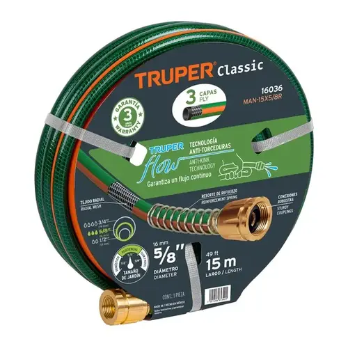 Anti-Kink Water Hose - 5/8 in. x 49 ft. with Metal Couplings