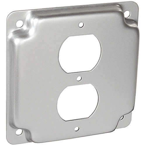 Receptacle Cover Steel 2-Gang Duplex 1/2" Raised