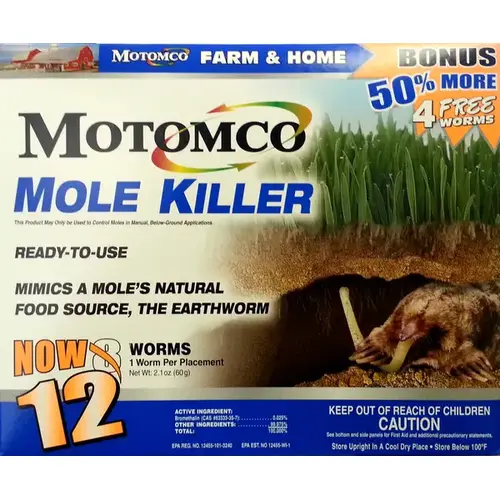 Motomco 34310 Mole Killer (Worm) pack of 12