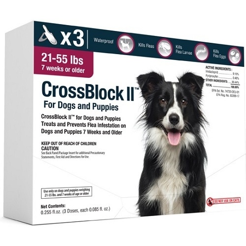 Vet One Animal Health 620108 CrossBlock II Flea Preventative for Dogs & Puppies 21-55 LBS