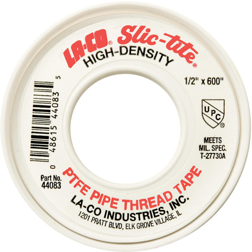 LA-CO Industries Inc 44083 Slic-Tite Thread Tape PTFE 1/2" x 600"