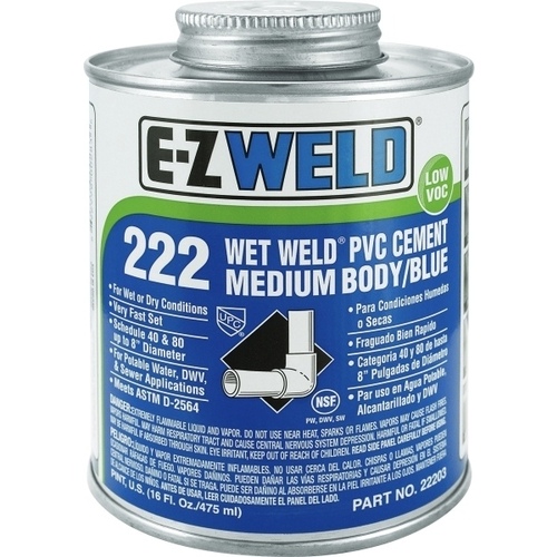 PVC Cement Wet Weld 222 Medium Body Blue 1-Pint