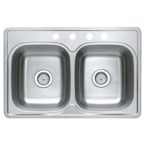 Kitchen Sink Double-Bowl Top-Mount Stainless Steel 23-Gauge 33" x 22" x 6" - pack of 5