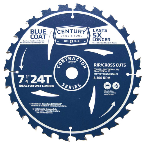 Century Drill & Tool 10103 Century Tools 7-1/4" 24T Thin KERF Combination Circular Saw Blade