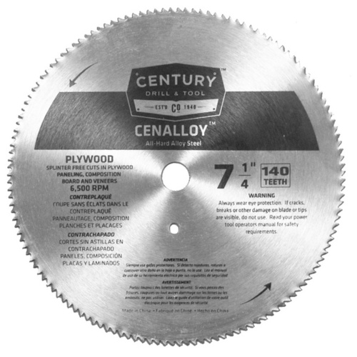 Century Drill & Tool 08206 Century Tools 7-1/4" Circular Plywood Blade