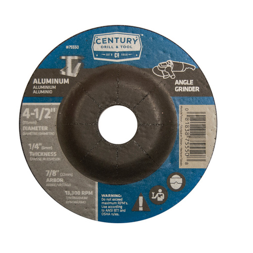 Century Drill & Tool 75550 Aluminum Grinding Wheel 4-1/2"x1/4"