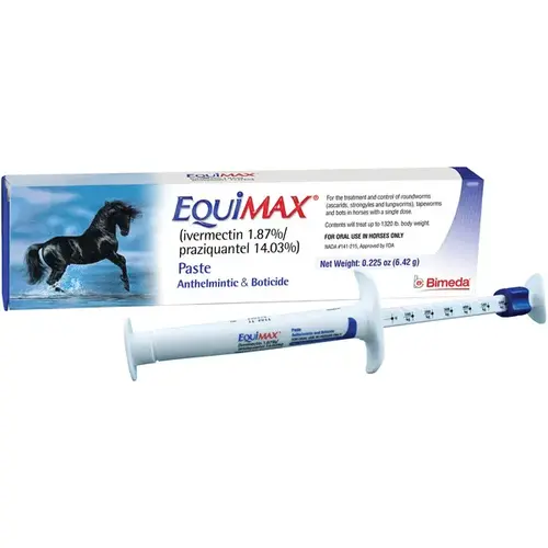 ANIMAL HEALTH INTERNATIONAL 16891203 Equimax (ivermectin 1.87%, praziquantal 14.03%) Paste 0.225-oz