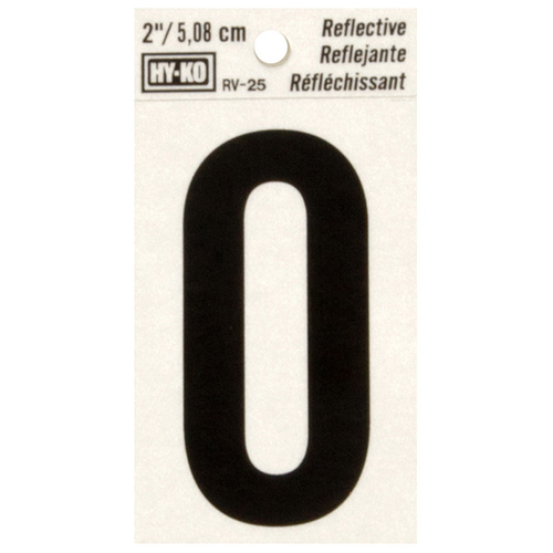 Reflective Sign, Character: 0, 2 in H Character, Black Character, Silver Background, Vinyl