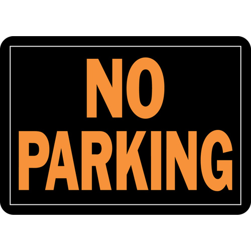 Hy-Glo Series Identification Sign, Rectangular, NO PARKING, Fluorescent Orange Legend, Black Background