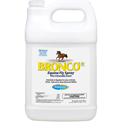 Farnam 100502327 Bronco Fly Spray, Liquid, Clear, Citronella, 1 gal Bottle